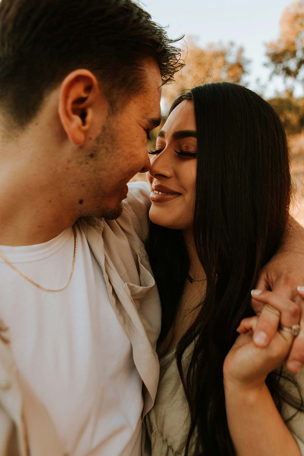 a man and woman kissing